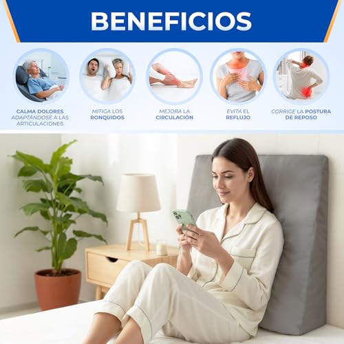 NEROKU® Set of Anti-Backflow Wedge Adult and Reading Bed Cushion | Back Bed and Wedge Pillow that Improves Circulation, Rest, Sleep – Reading Pillow, Lumbar Sofa Cushion