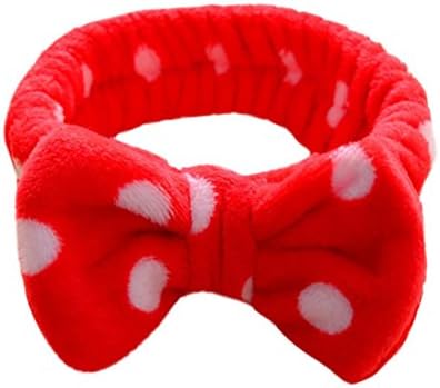 Women Cute Dots Flannel Bowknot Hair Wrap Band Towel Wash Face Makeup KaloryWee Beauty Headband