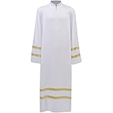 MYAYD White Priest Robe Cassock Church Robe Choir Minister Clergy Pulpit Liturgical Costume