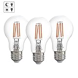 Dusk to Dawn LED Light Bulb Indoor/Outdoor Lighting, Photocell Sensor Light Bulb,Auto Turn On/Off,60W Halogen Edison Equivalent,8W, 800lm,Warm white(2700K),AC120V ,for Garden,Garage (Pack of 3)