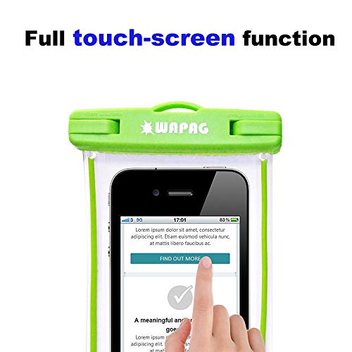 WAPAG Waterproof Phone Pouch, Waterproof Phone Bag Compatible with iPhone 7 6s 6 5 5s Galaxy s9 Huawei, Dirt Snow Dust Proof Cell Phone Case for Beach Swimming Kayaking Boating Skiing (Green1) - Thumbnail 5
