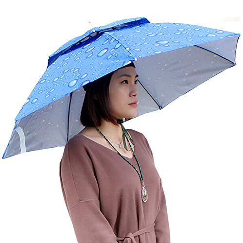 SDGDFXCHN Doppelschichtiger faltbarer Regenschirm, Kopfbedeckung, Regenschutz, Angelkappe