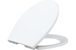Slow Close Elongated Toilet Seat, Non Slip Easy Clean Hinges and Durable Plastic Seat, Easy Install Quick-Attach Hardware