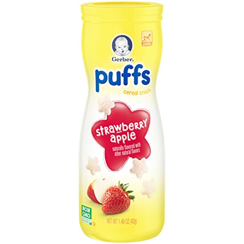 Gerber Graduates Puffs Cereal Snack, Strawberry Apple, Naturally Flavored with Other Natural Flavors, 1.48 Ounce, 6 Count(Packaging may vary)