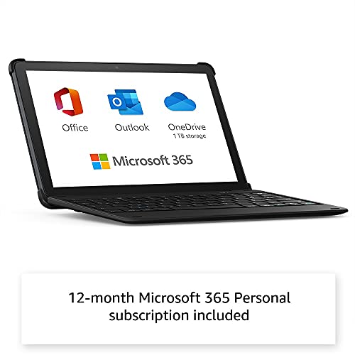 Fire HD 10 Plus tablet, 64 GB, Slate + Bluetooth keyboard + 12month Microsoft 365 Personal