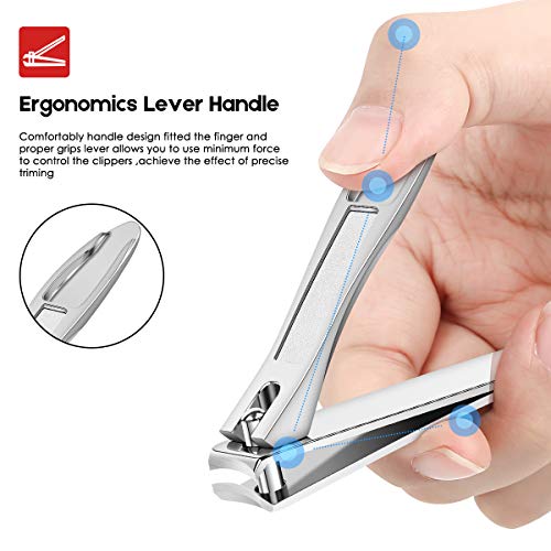 Bsisme Nail Clipper Set-Sleek Stainless Steel Fingernails & Toenails Nail Clippers with File Sharp Durable Effortless Nail Cutters for Men Women(2 PCS)