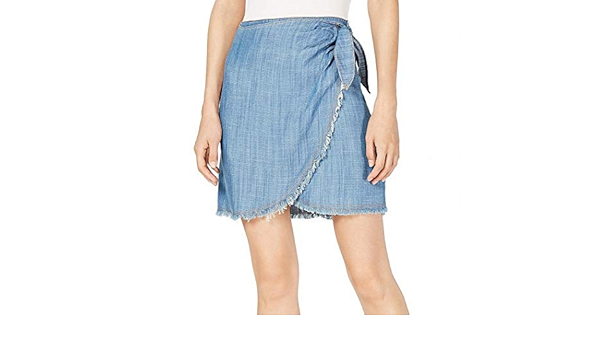 denim faux wrap skirt