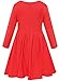 Bonny Billy Girls Long Sleeve Solid Pleated A-Line Children Dress with Bow 10-11 Years Red
