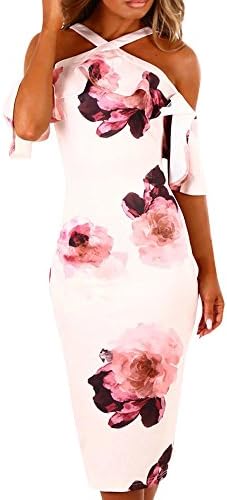 Hengshikeji Womens Dress Summer O-Neck Boho Sleeveless Floral Printed Beach Mini Dress Casual T-Shirt Short Dress