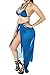 Kisscynest Women's 3 Piece High Waisted Halter Bikini Swimsuit Cover Ups Set Blue M