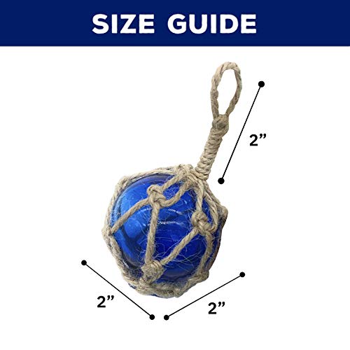 Dasksha New 6-Piece Japanese Glass Fishing Float Set - 2 inch - Assorted Colors - Traditional Glass Buoys with Rope