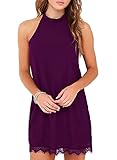 Fantaist Women's Summer Halter Backless Lace Cocktail Dresses for Wedding Guest (M, FT610-Purple)