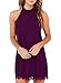 Fantaist Women's Summer Halter Backless Lace Cocktail Dresses For Wedding Guest (M, FT610-Purple)