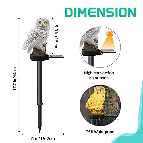 2 Pack Owl Solar LED Lights, 2 Pack Garden Waterproof Decorative with Stake for Outdoor Yard Pathway Outside Patio Lawn Decor Scare Birds Away