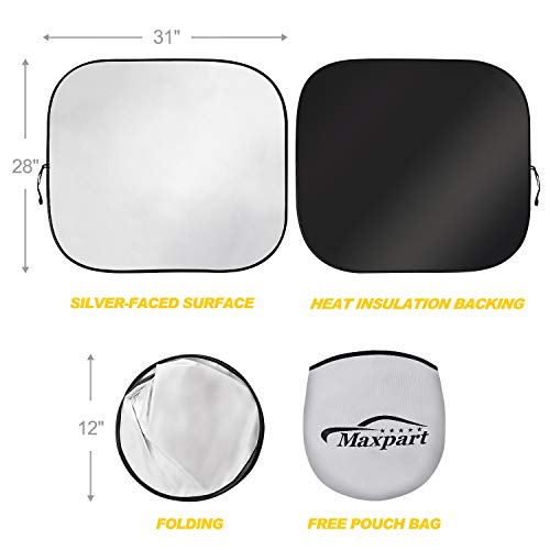 TWING Windshield Sun Shade 2-Piece Foldable Car Front Window Sunshades Sun Visor Protector Blocks 99% UV Rays and Keeps Your Vehicle Cool for Most Sedans SUV Truck 28\