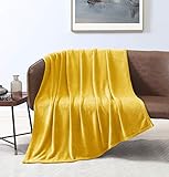 Love's cabin Flannel Fleece Blanket Throw Size Yellow Throw Blanket for Couch, Extra Soft Double Side Fuzzy Plush Fall Blanket, Fluffy Cozy Blanket for Adults Kids or Pet (Lightweight,Non Shedding)