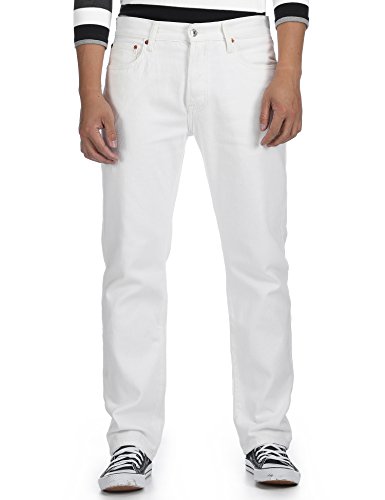 Deyllo Men's Classic Relaxed Original-Fit Straight-Leg Jean Denim Trousers Pants(Optic White,31Wx30L)