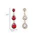 EleQueen Women's Gold-tone Austrian Crystal Teardrop Pear Shape 2.5 Inch Long Dangle Earrings Ruby Color