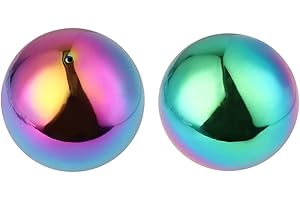 Yardwe 2pcs Gazing Globe Mirror Ball Stainless Steel Rainbow Reflective Garden Sphere for Garden Home
