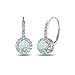 Sterling Silver Simulated White Opal & White Topaz Round Dainty Halo Leverback Earrings