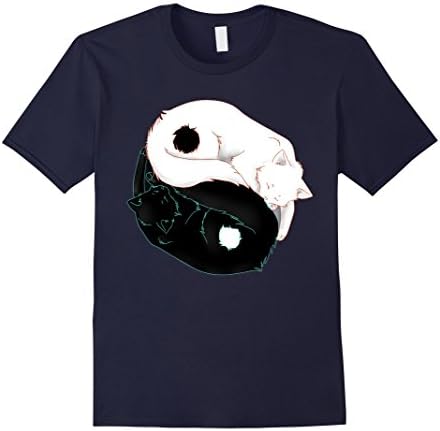 Men's Ying Yang Cat shirt Large Navy