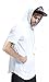 Bertte Mens Hipster Hip Hop Elong Longline Hoodie Side Zipper Short Sleeve T-Shirt, Solid Color White, Large