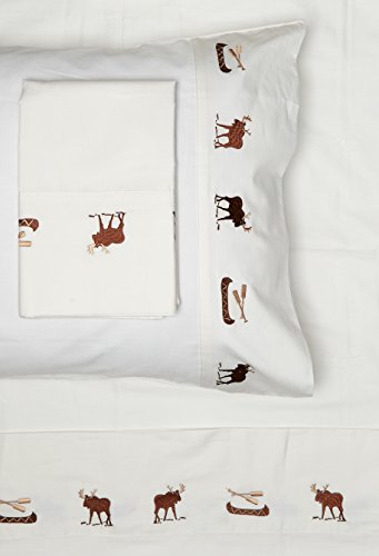 Carstens Embroidered Moose Sheet, Queen