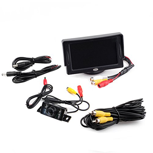 aokur 12V Parking Backup IR Camera Night vision Kit with 4.3" LCD Monitor Pickup Truck Camper Reverse RearView Monitor