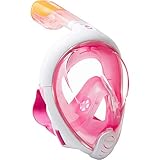 Tribord EasyBreath Full Face, Anti-Fog, Hypoallergenic Silicone Facial Lining Snorkeling Mask, Pink, M/L