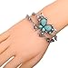 YAZILIND Tibetan Silver-plated Butterfly Shape Chain Turquoise Bangle Bracelet Adjustable