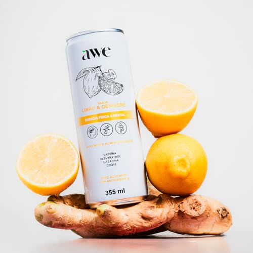 AWE Limão e Gengibre - Bebida Fitness Energética - Pack com 6 Unidades - Lata 355 ml