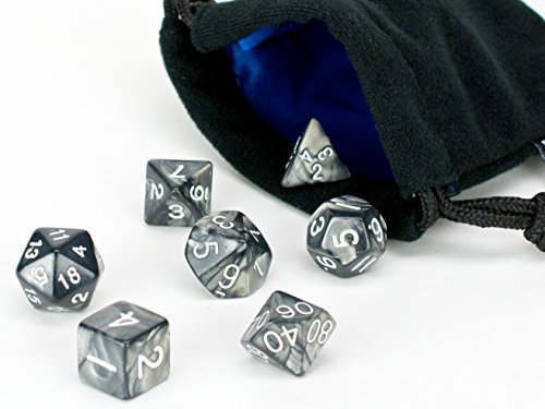 Polyhedral Dice Set | Black Smoke Swirl | 7 Piece | PRISTINE Edition | FREE Carrying Bag | Hand Checked Quality With | Money Back Guarantee - Thumbnail 3