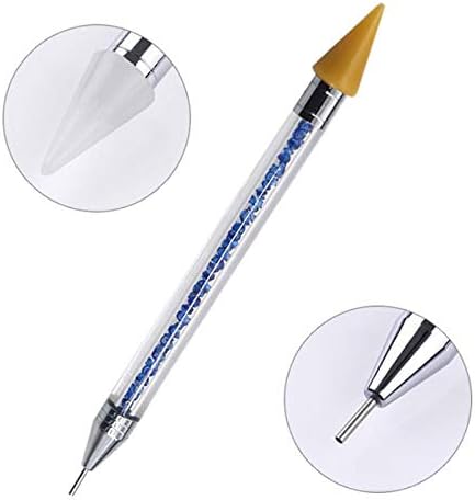 Rhinestone Picker Wax Dotting Pencil Pen - Double Head Pick Up Applicator Tool, Nail Art Manicure Tool for for Nail Studs, Gems, Crystal, Jewel, Diamond, Stones (C)