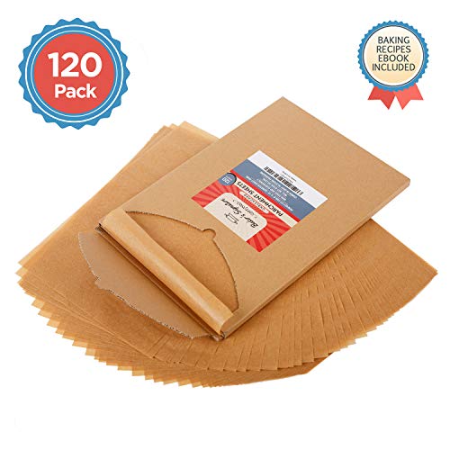 Quarter Sheet Pans 8x12 Inch Pack of 120 Parchment Paper Baking Sheets by Baker's Signature | Precut Silicone Coated & Unbleached - Will Not Curl or Burn - Non-Toxic & Comes in Convenient Packaging