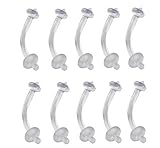 Vcmart 10pcs Bioplast Retainer Belly Rings 14G Flexible Clear UV