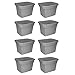 Case of 8, 18 Gallon Durable Construction Molded-in Handles Tote Box- Steel, Gray