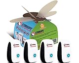EcoBugBye Natural Ultrasonic Pest Repeller Indoor - 4 Pack Pest Control, Electronic Plug-in Repellent for Insects, Rodents, Mice, Rats, Roaches, Spiders, Flies, Ants, Eco-Friendly, Humans&Pets Safe