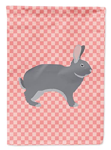 Caroline's Treasures BB7966GF Giant Chinchilla Rabbit Pink Check Garden Flag Ma…