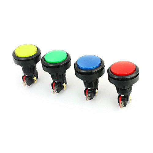 uxcell a14030300ux0191 Panel Mount Round Head SPDT 5Pin Momentary Game Push Buttonswitch (Pack of 4) - Thumbnail 3