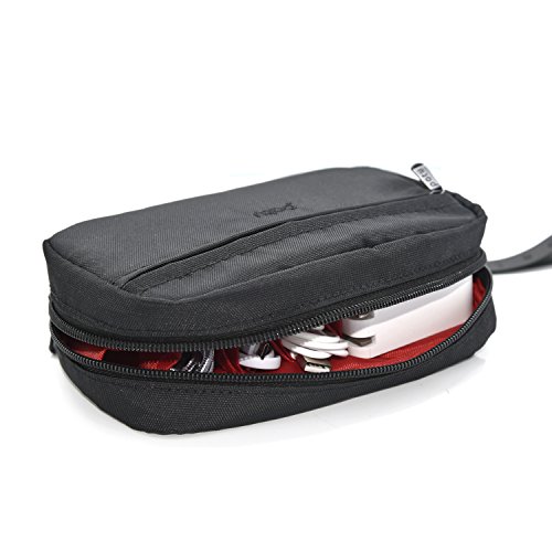Patu Handy Beauty Stuff Carry Case, Makeup Cosmetic Bag, Women Facial Cleanser Skincare Kit Pouch, Pencil Clutch, Portable Electronics Accessories Organizer, Black
