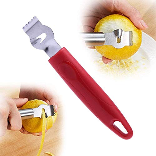 Lemon Zester Grater with Channel Easy Grip Citrus Stainless Steel Kitchen Gadgets Tool Best Bar Tool Knife Orange Peeler Silicone Handle