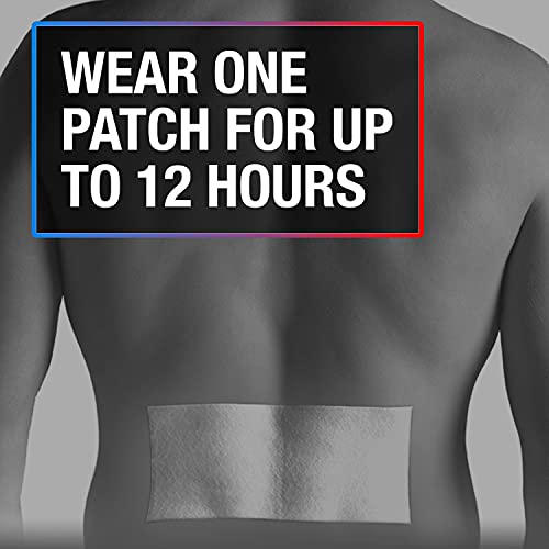 ICY HOT LIDOCAINE PAIN RELIEF PATCHES, NUMB AGGRAVATED NERVES WITH MAX STRENGTH LIDOCAINE 4% AND MENTHOL 1%, FAST-ACTING PAIN RELIEF FOR MINOR PAIN, BACKACHES, SPRAINS AND STRAINS, 5 CT.