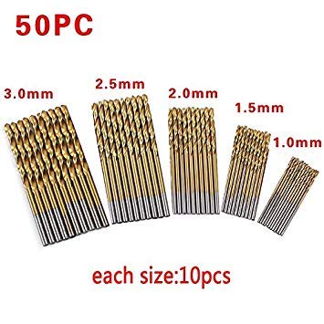 Generic 50pcs 1/1.5/2/2.5/3mm Twists And Turns Drill Bit Set For Metal Drill Power Tools Ferramentas Brocas Para Metal High Steel Titan