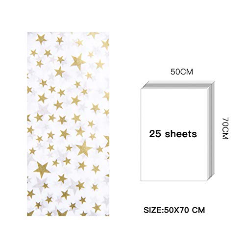 image for RUSPEPA White Tissue Paper - Gold Star Print Tissue Paper Bulk for Gif