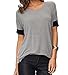 Womens Short Sleeve Cotton Shirts Round Neck Casual Loose Fit Tee Tops T Shirts LightGray-L