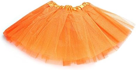 Anleolife 12'' Fluffy Birthday Tutu Skirt For Baby Girls/Ballet Tutu Light Up Skirt (orange)