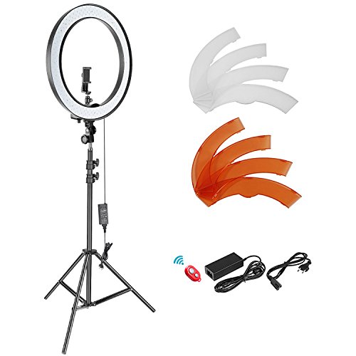 NEEWER 18 Zoll SMD LED Ringlicht dimmbares Beleuchtungsset mit 78.7" Lichtständer Filter und Blitzschuhadapter für Studio LED Beleuchtung für Portrait