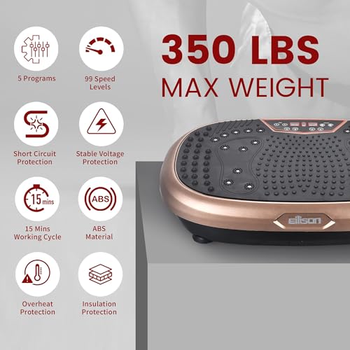 EILISON Fitpro Máquina de Ejercicios con Placa vibratoria Bandas elásticas, máquina de Drenaje linfático para Ejercicios en casa, Bienestar y recuperación (marrón, 521)