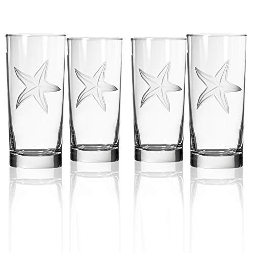 Rolf Glass Starfish Cooler Drinking Glass, 4 Count (Pack of 1), Clear