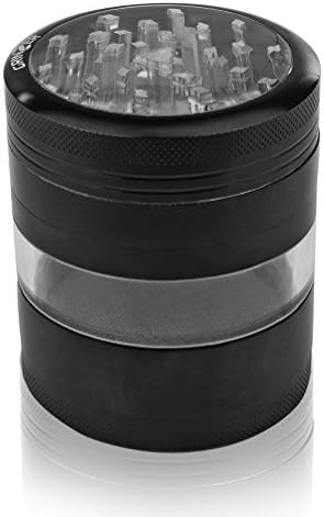 Grinzer Herb Grinder with Pollen Catcher and Scraper, 2.5 Inch Anodized Aluminum Crusher for Herbs